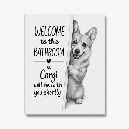 Funny Corgi Bathroom Wall Art – Corgi Poster & Toilet Decor Gift
