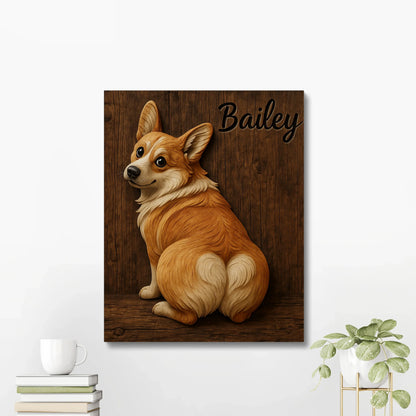 Personalized 3D Corgi Canvas Print – Custom Pet Portrait Wall Art Gift