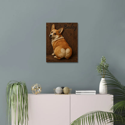 Personalized 3D Corgi Canvas Print – Custom Pet Portrait Wall Art Gift