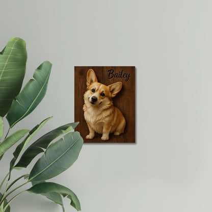 Personalized 3D Corgi Canvas Print – Custom Dog Portrait Home Wall Art
