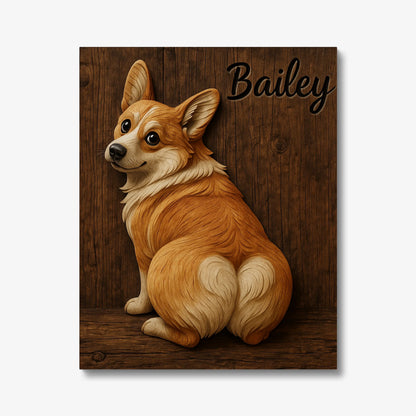 Personalized 3D Corgi Canvas Print – Custom Pet Portrait Wall Art Gift