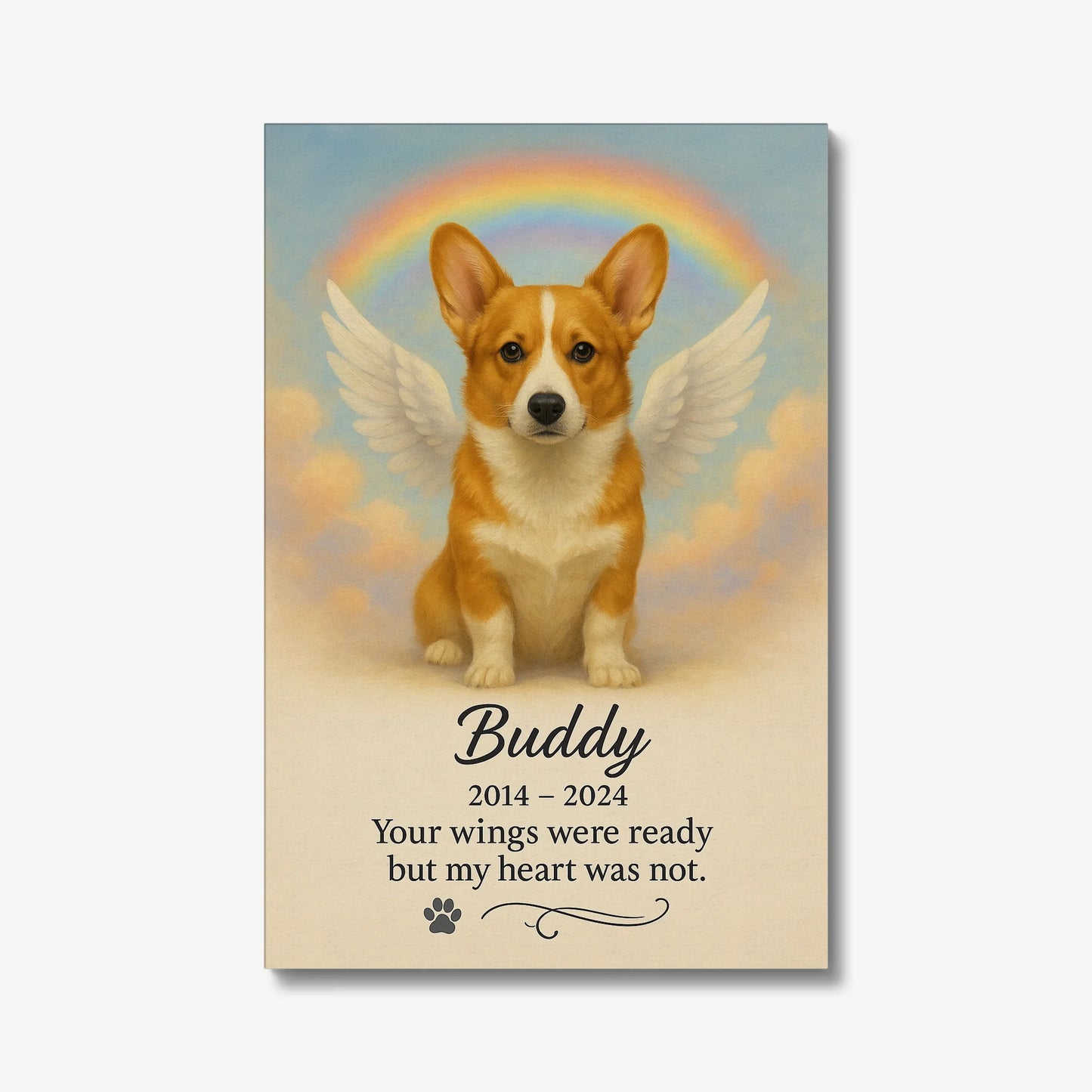 Dog Memorial Canvas – Your Wings Were Ready But My Heart Was Not