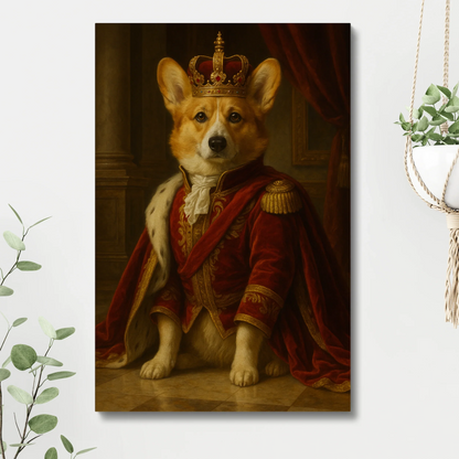 Corgi Royal Portrait Canvas – Funny Dog Wall Art Gift
