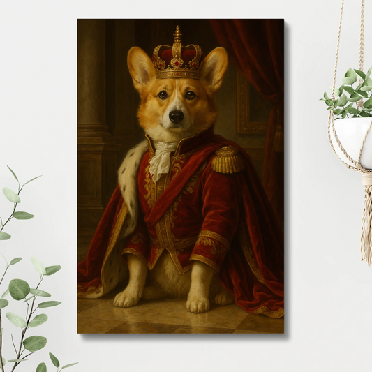 Corgi Royal Portrait Canvas – Funny Dog Wall Art Gift