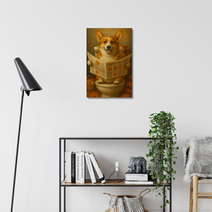 Funny Fall Corgi Canvas – Autumn Bathroom Wall Art Decor
