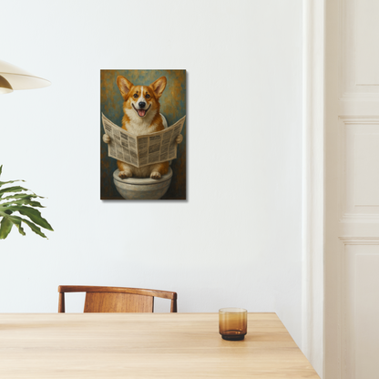 Funny Corgi Bathroom Canvas Wall Art Decor