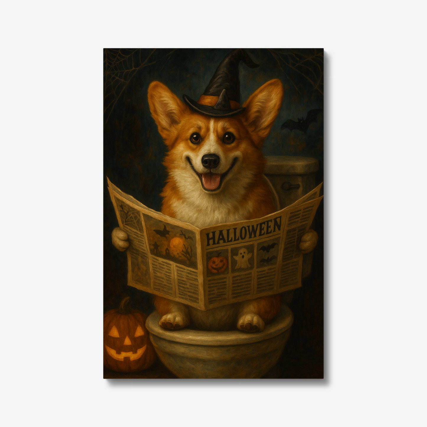 Funny Halloween Corgi Canvas Wall Art Decor