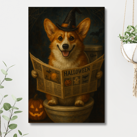 Funny Halloween Corgi Canvas Wall Art Decor