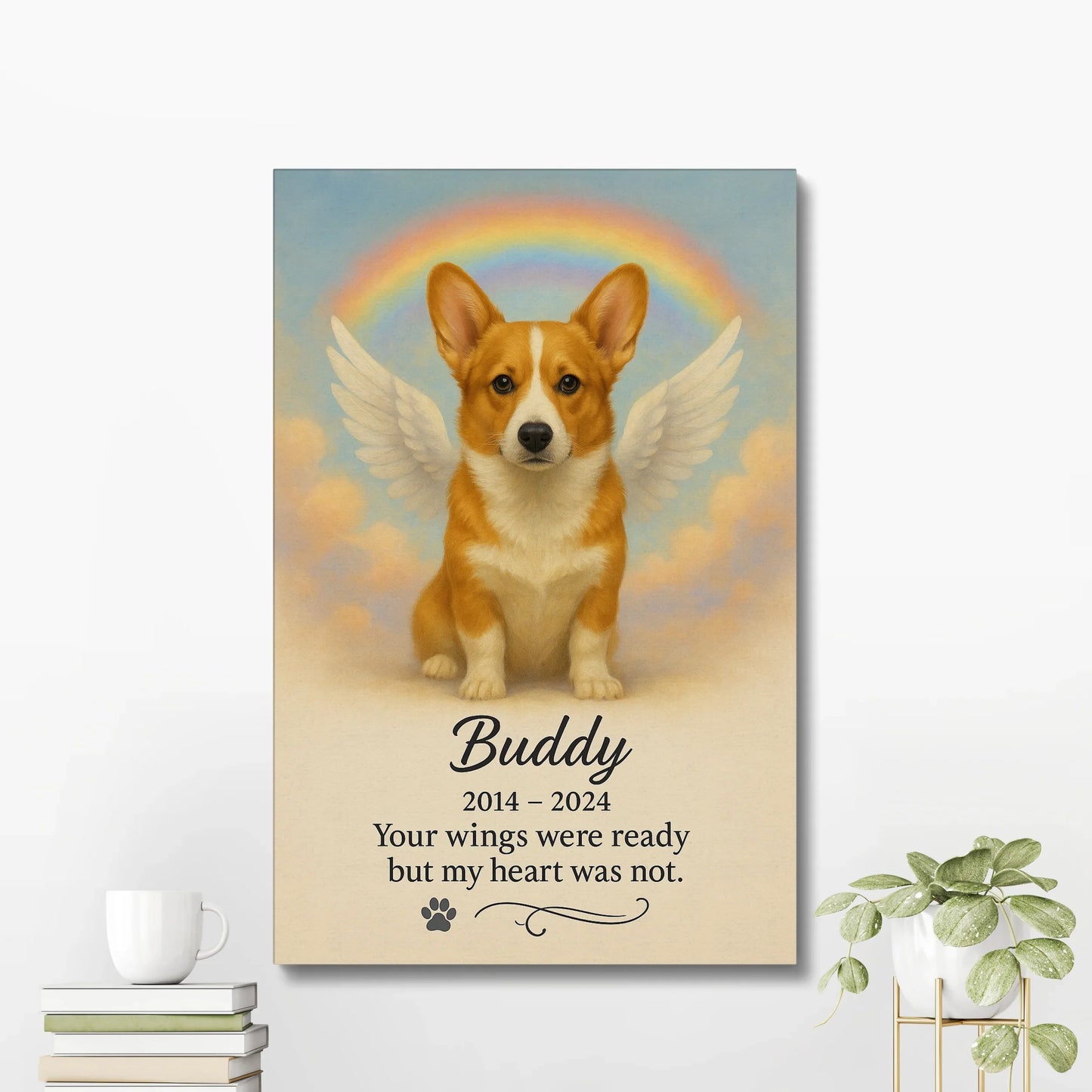Dog Memorial Canvas – Your Wings Were Ready But My Heart Was Not