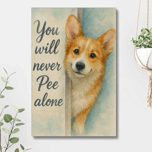 Funny Corgi Watercolor Canvas Wall Art Bathroom Home Decor