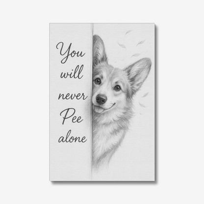 Corgi Bathroom Wall Art – Cute Pencil Drawing Funny Corgi Canvas