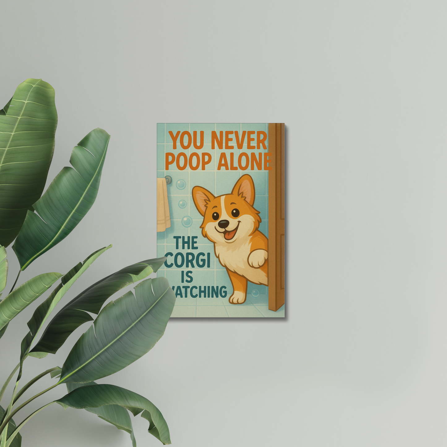 Funny Corgi Canvas Wall Art - Bathroom Home Decor