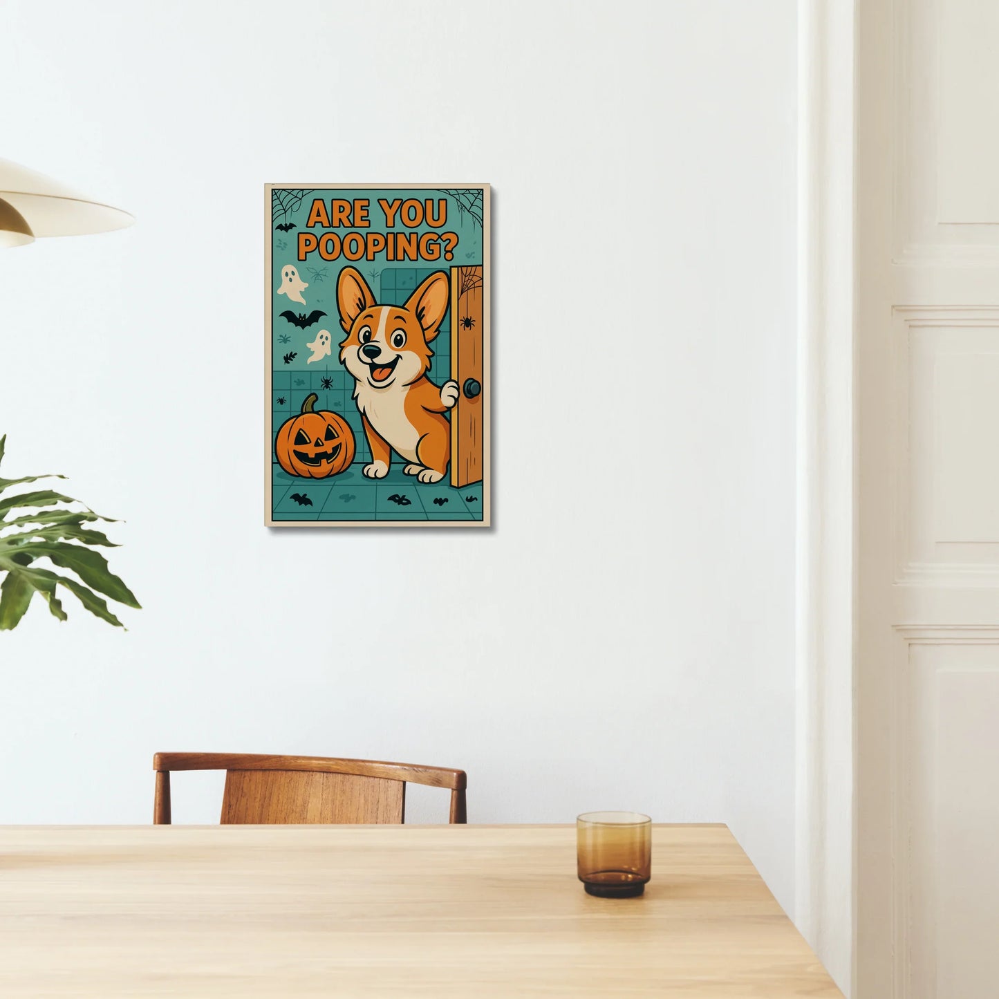Funny Halloween Corgi Bathroom Canvas – Are You Pooping Wall Decor