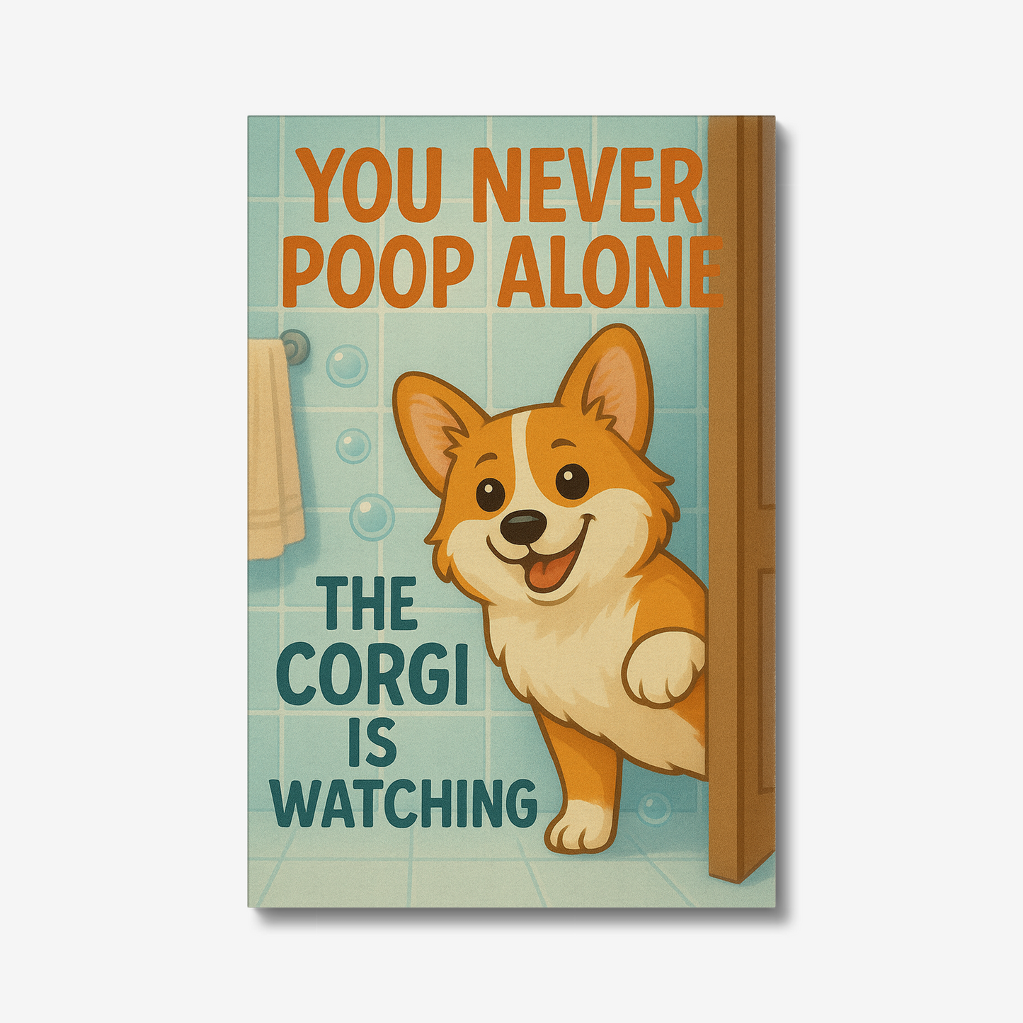Funny Corgi Canvas Wall Art - Bathroom Home Decor