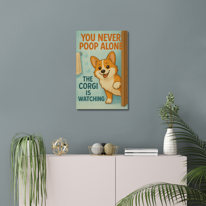 Funny Corgi Canvas Wall Art - Bathroom Home Decor