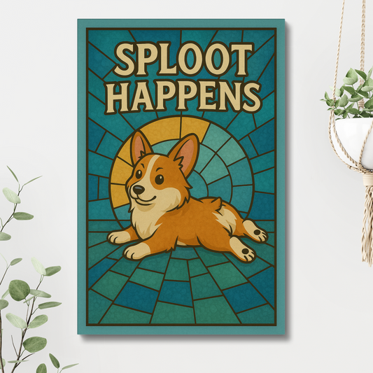 Sploot Happens Corgi Canvas – Funny Home Decor Wall Art