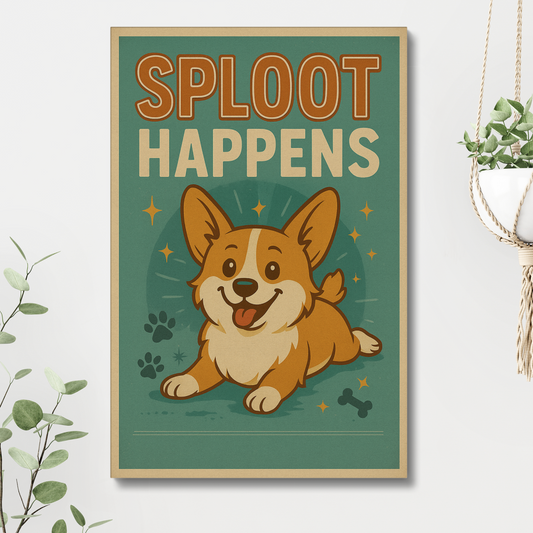 Vintage Corgi Canvas Wall Art – Sploot Happens Dog Decor