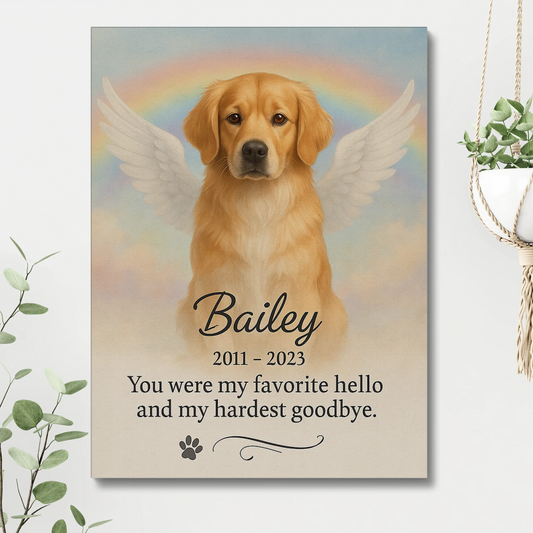 Angel Dog Memorial – Rainbow Bridge Canvas for Pet Loss Gift