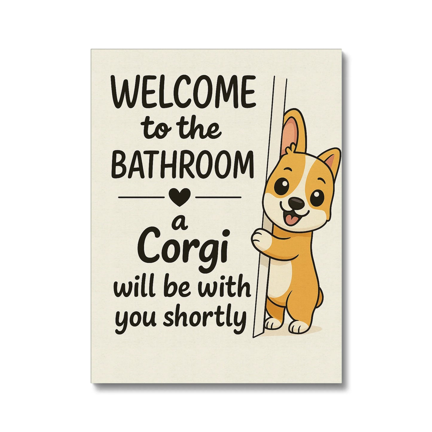 Cute Cartoon Corgi Bathroom Wall Art – Funny Corgi Lover Canvas