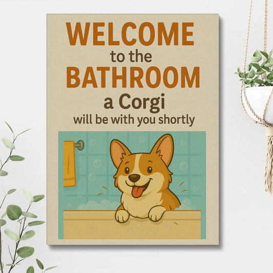 Funny Corgi Bathroom Wall Art – Gift For Corgi Lover