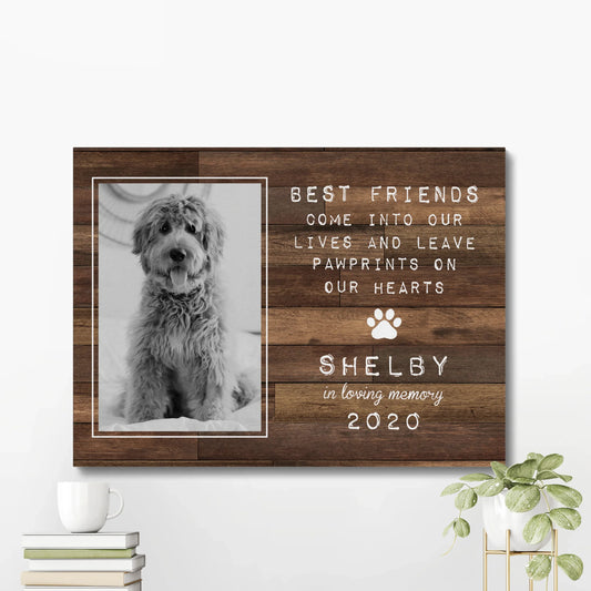 Gift for Dog Loss – Best Friends Leave Pawprints Custom Canvas