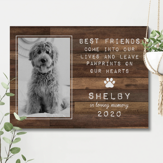 Gift for Dog Loss – Best Friends Leave Pawprints Custom Canvas