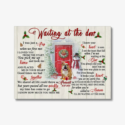 Pet Memorial Canvas for Dog Loss – Waiting at the Door Christmas Design