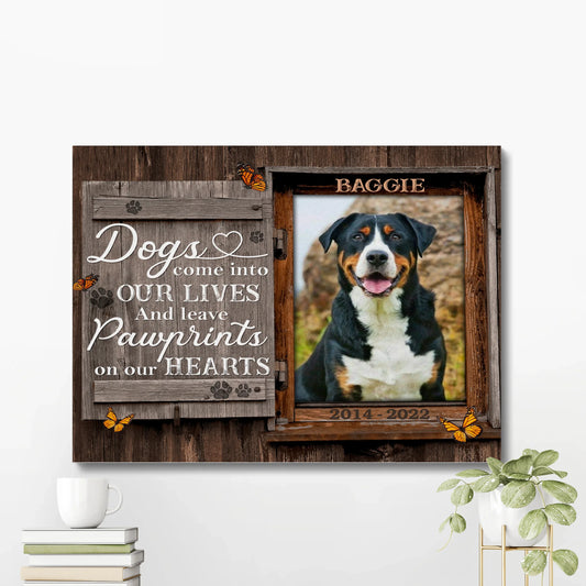 Dog Memorial Gift – Pawprints on Our Hearts Personalized Photo Canvas