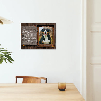 Dog Memorial Gift – Pawprints on Our Hearts Personalized Photo Canvas