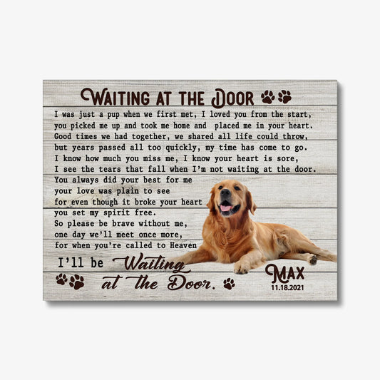 Dog Memorial Gift – Waiting at the Door Poem Custom Canvas