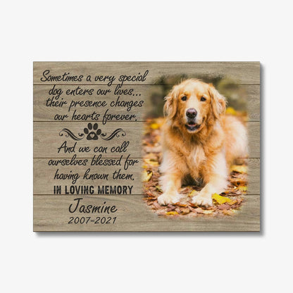 Wood-Style Pet Memorial Canvas – In Loving Memory of Dog Loss Gifts