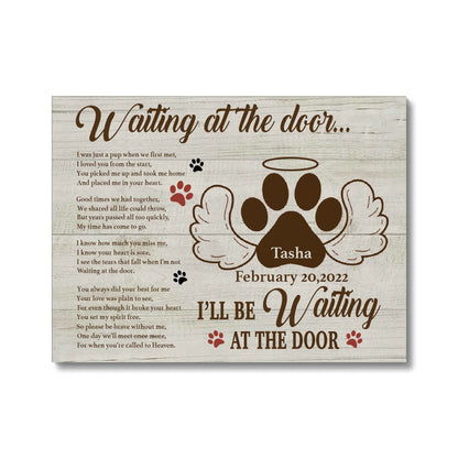 Custom Dog Memorial Canvas – Waiting at the Door Tribute Gift