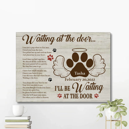 Custom Dog Memorial Canvas – Waiting at the Door Tribute Gift
