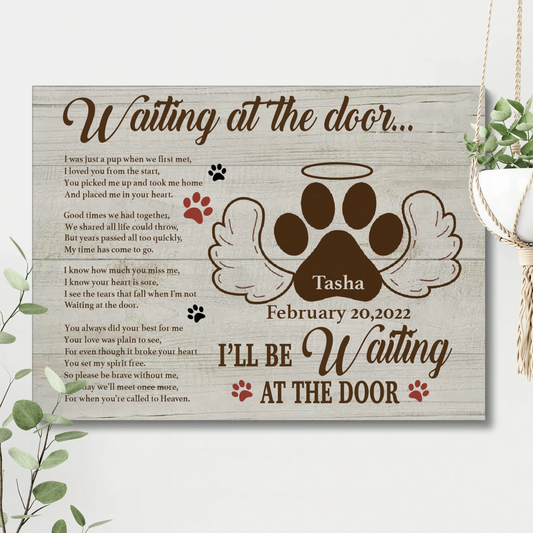 Custom Dog Memorial Canvas – Waiting at the Door Tribute Gift