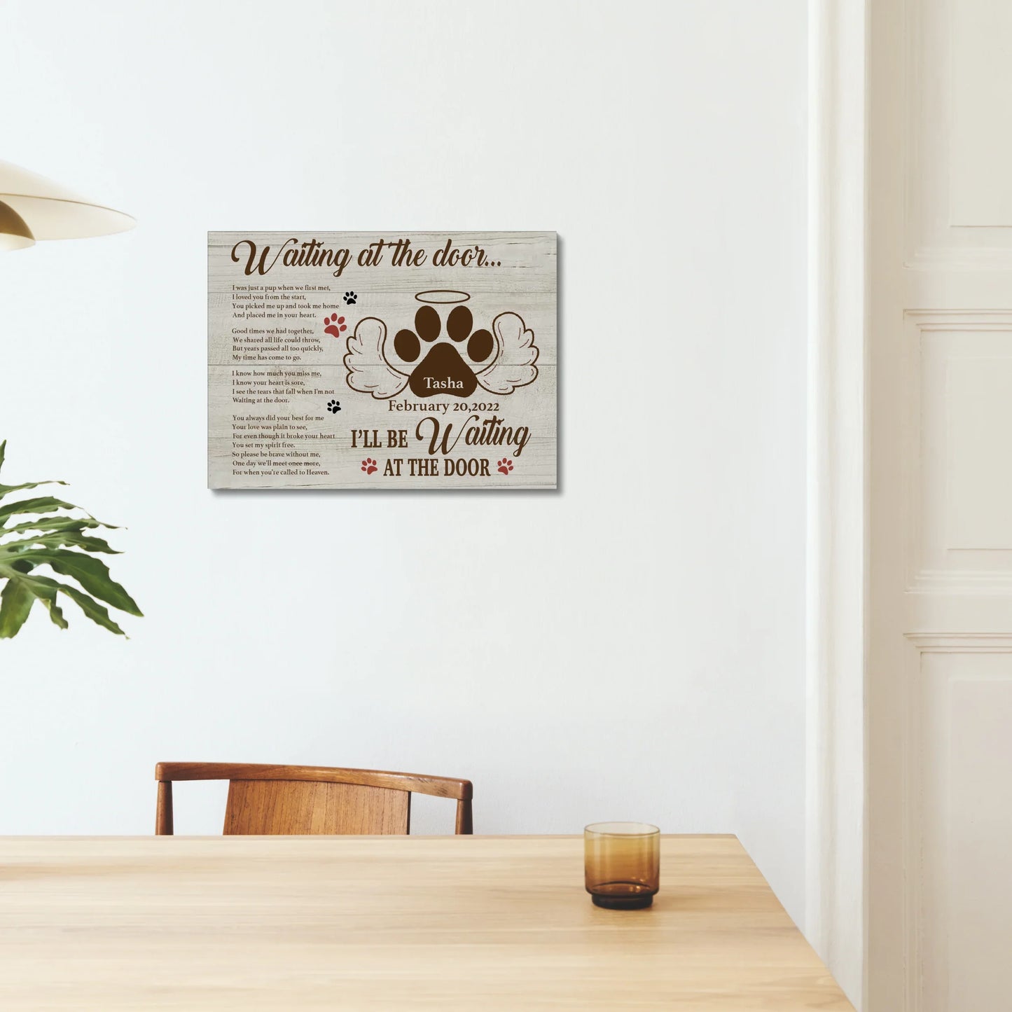 Custom Dog Memorial Canvas – Waiting at the Door Tribute Gift