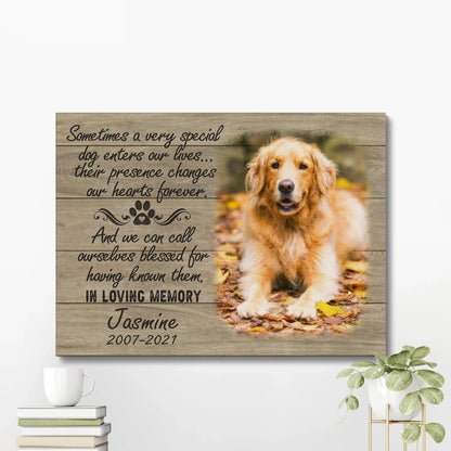 Wood-Style Pet Memorial Canvas – In Loving Memory of Dog Loss Gifts