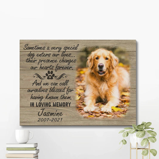 Wood-Style Pet Memorial Canvas – In Loving Memory of Dog Loss Gifts