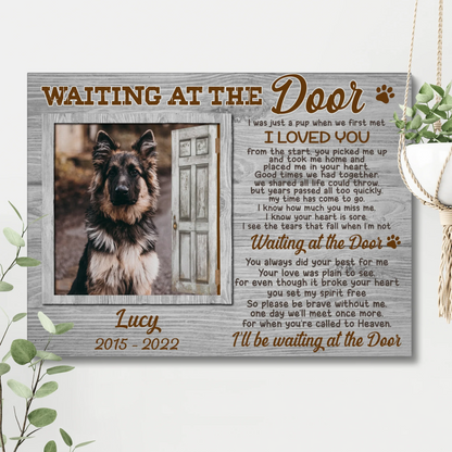 Waiting at the Door – Custom Dog Photo Memorial Canvas Gift