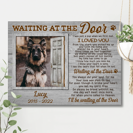 Waiting at the Door – Custom Dog Photo Memorial Canvas Gift