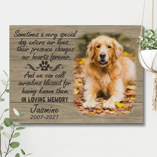 Wood-Style Pet Memorial Canvas – In Loving Memory of Dog Loss Gifts