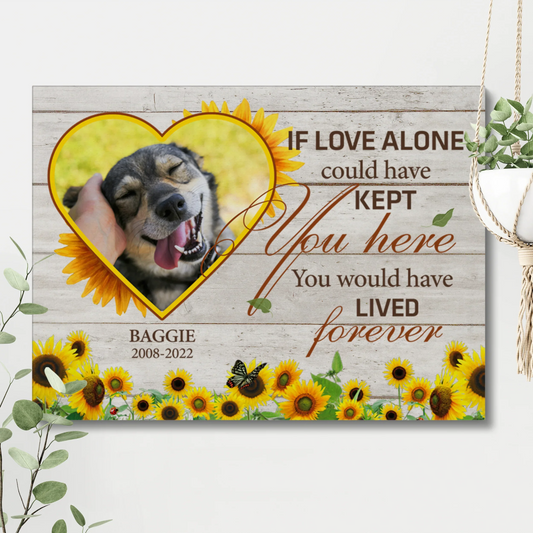 Dog Memorial Canvas – If Love Alone with Sunflower Heart Frame