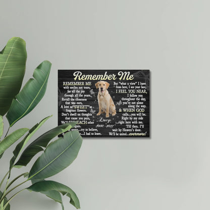 Dog Memorial Gifts – Remember Me Poem with Custom Name Canvas