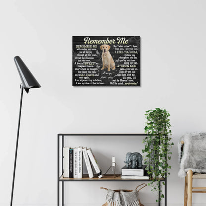 Dog Memorial Gifts – Remember Me Poem with Custom Name Canvas