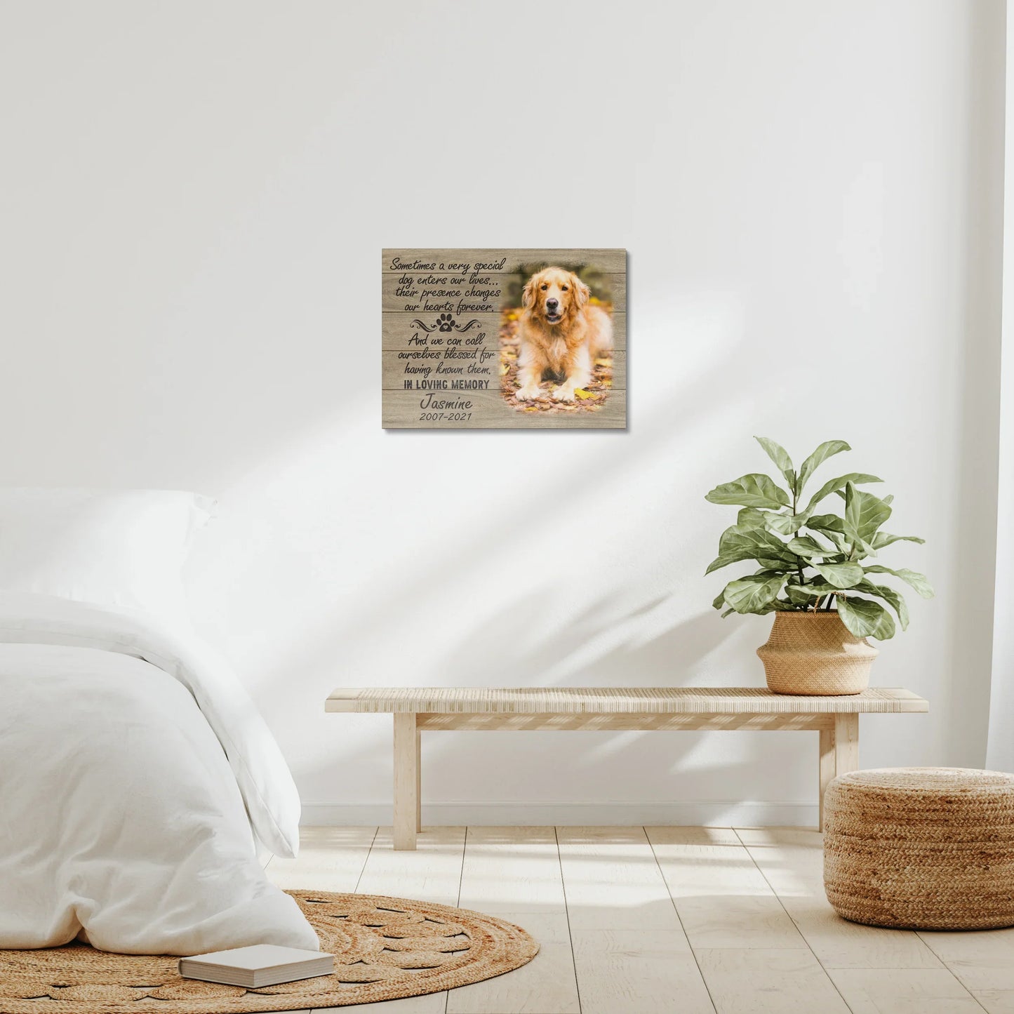 Wood-Style Pet Memorial Canvas – In Loving Memory of Dog Loss Gifts