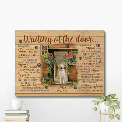 Personalized Pet Memorial Canvas – Waiting at the Door Poem & Photo