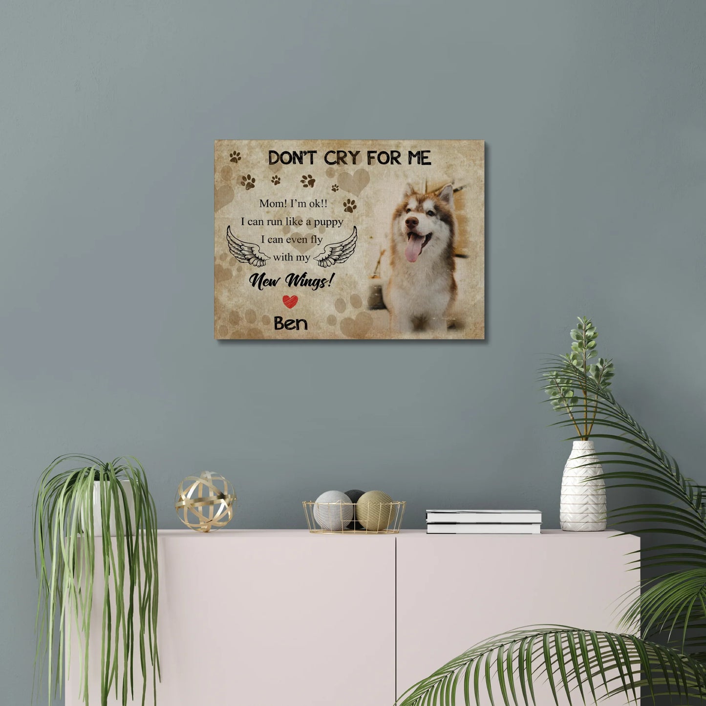 Don’t Cry For Me Dog Memorial Canvas – Custom Pet Photo Gift