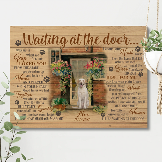 Personalized Pet Memorial Canvas – Waiting at the Door Poem & Photo