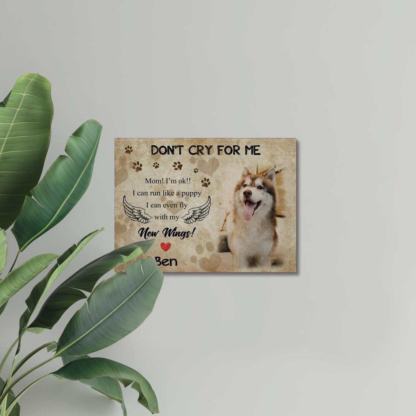 Don’t Cry For Me Dog Memorial Canvas – Custom Pet Photo Gift