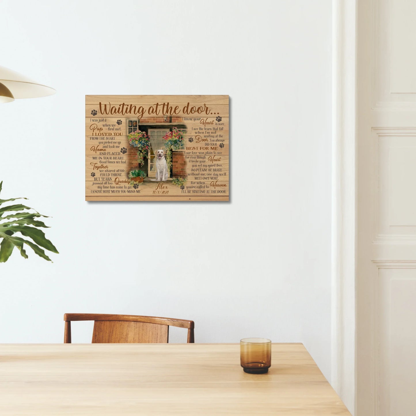 Personalized Pet Memorial Canvas – Waiting at the Door Poem & Photo