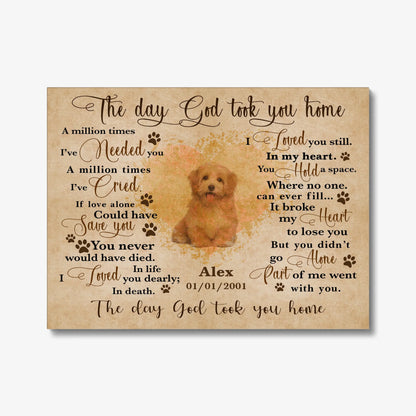 Pet Memorial Canvas – Custom Dog Loss Wall Art with Poem & Photo